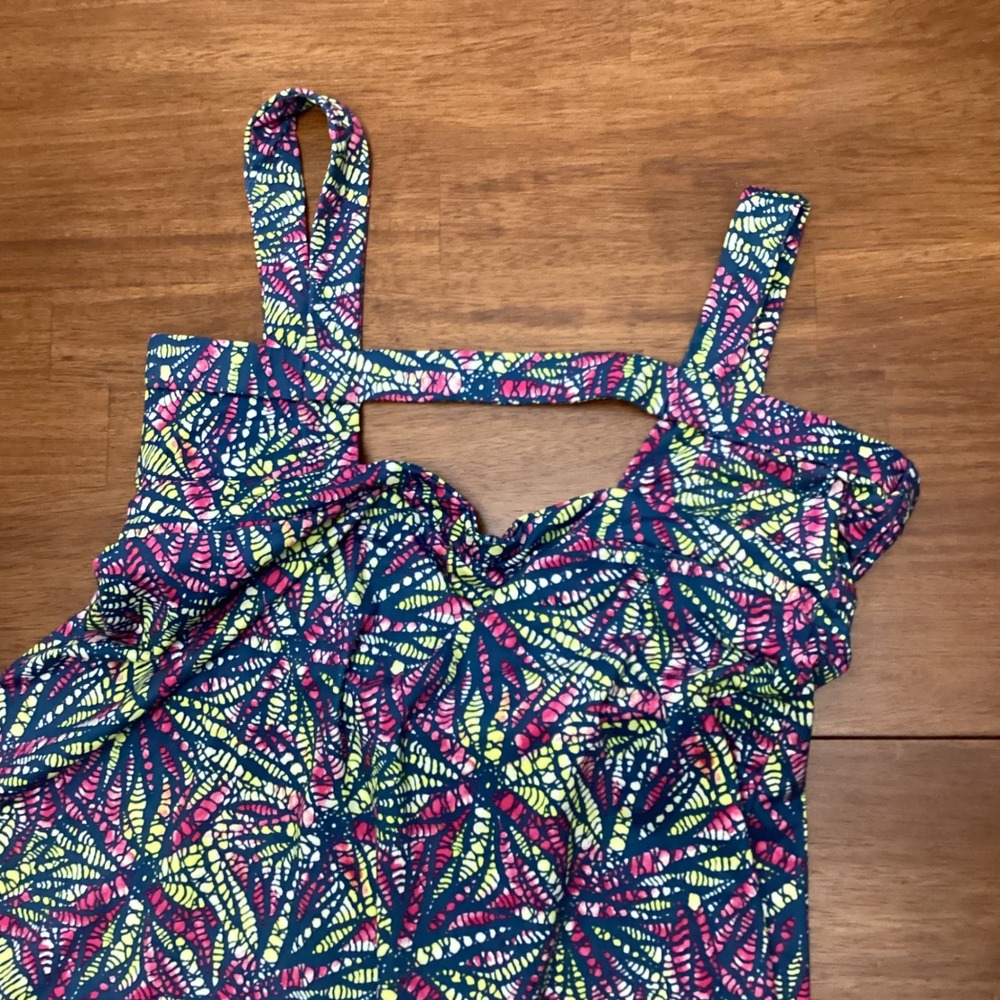 Patagonia Margot Dress Geometric Leaf Print Shelf Bra Large Normcore Athletic - Picture 7 of 8